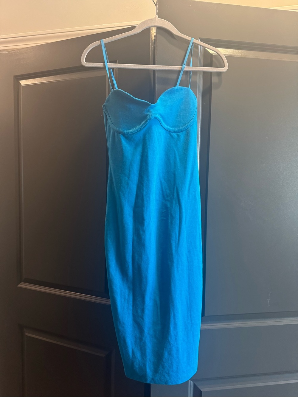 Zara Turquoise Spaghetti-Strap Midi Dress